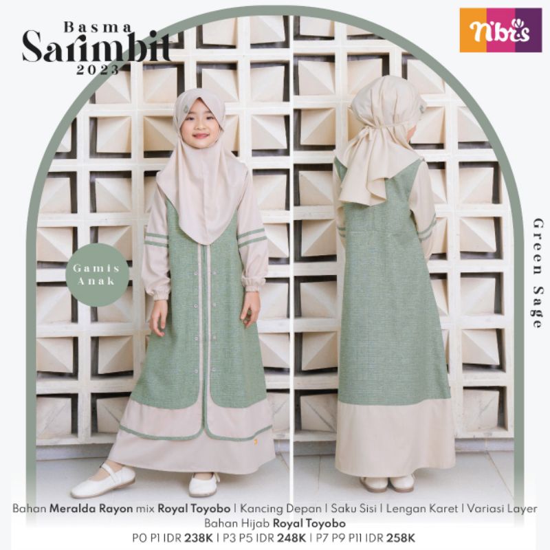 NIBRAS SARIMBIT BASMA GREEN SAGE COUPLE KELUARGA