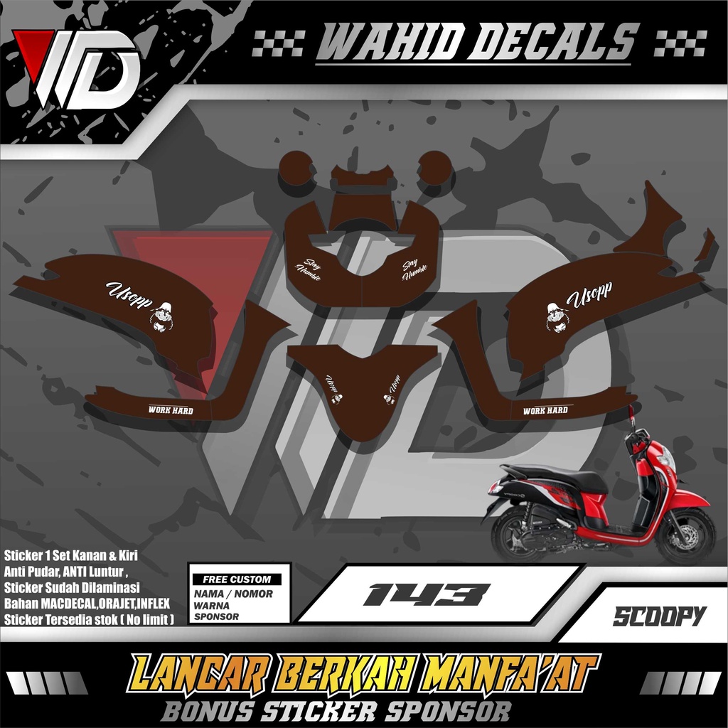 143 Decal stiker sepeda motor honda scoopy variasi simple keren bisa ganti warna atau nama