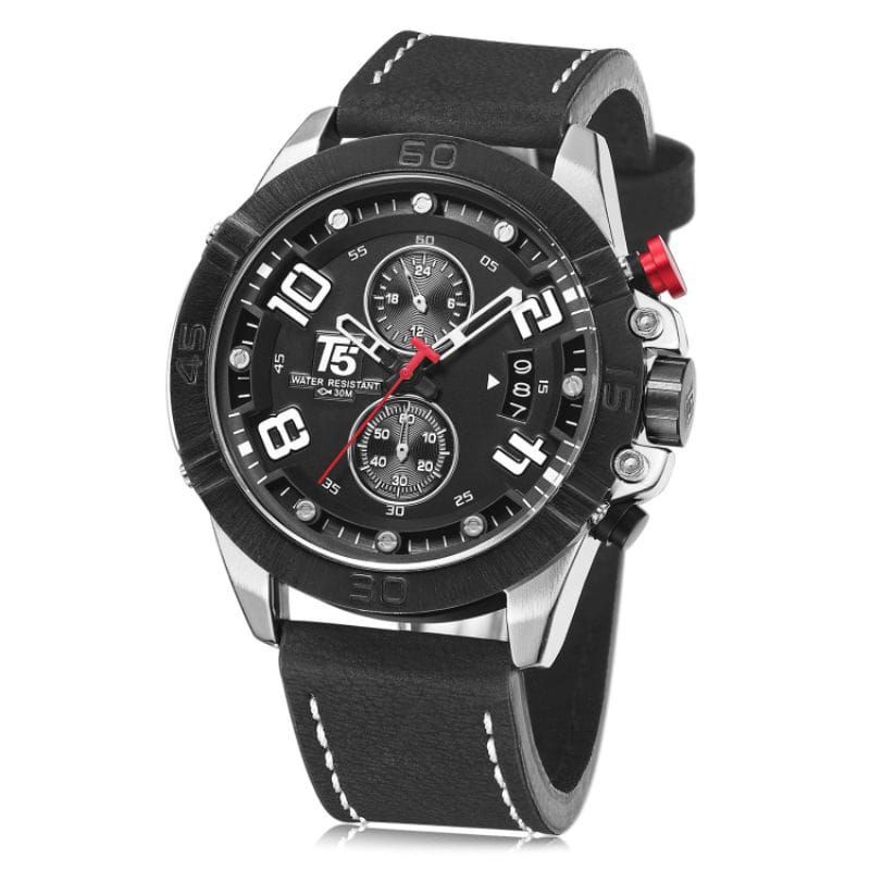 [ORIGINAL] 5 Variasi Jam Tangan Pria T5 3637 Chrono Aktif Kulit