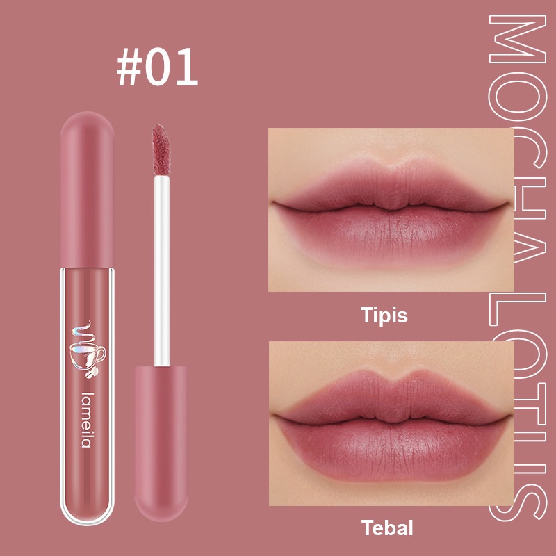 LAMEILA NUDE EDITION Lip Glaze Lipstik Cair Lip Gloss Pelembab Silky