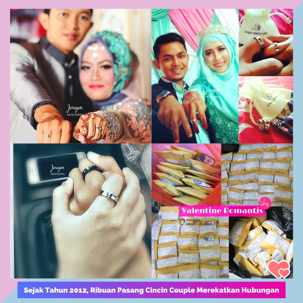 [GRATIS CETAK NAMA] Cincin Couple Romantis Ailoviu Titanium Anti Karat M118 Hadiah Tunangan Pasangan Pria Wanita Perak Platinum Paladium Emas Putih Silver Gold
