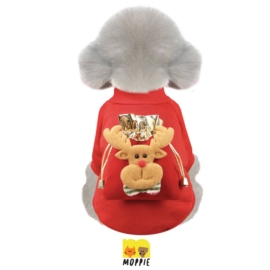 Baju Natal Anjing/ Onesie Merah Boneka Reindeer Anjing Kucing Kelinci