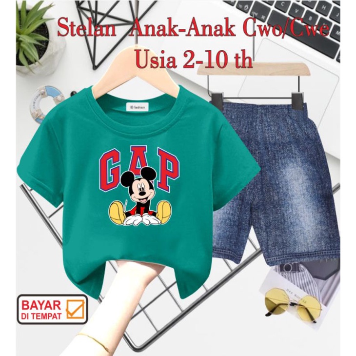 ((IB))SETELAN ANAK2 UNISEX SEMI JEANS/M1CKEY DIGITAL SABLON