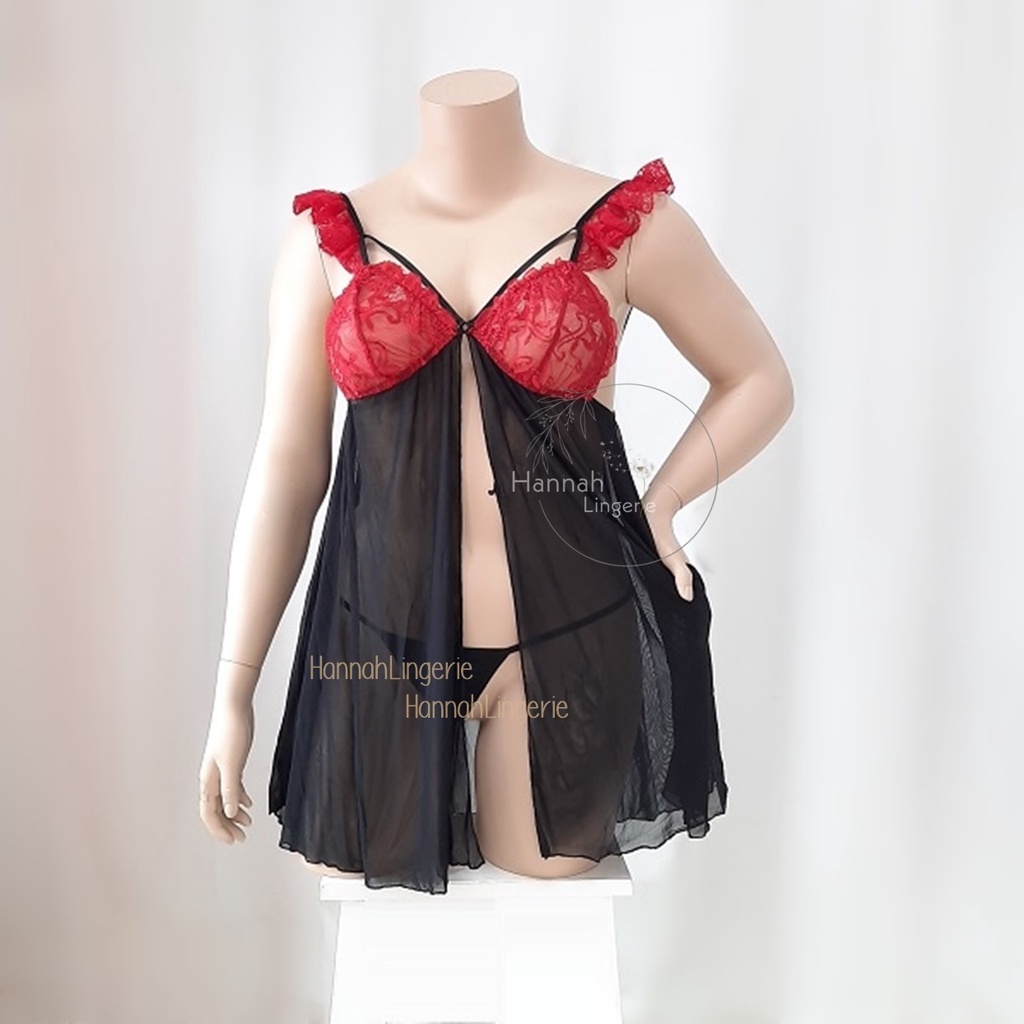 Lingerie Big Size XL-3XL Baju Tidur Bigsize Kimono Hot Seksi Cantik Transparan Jumbo// B 381