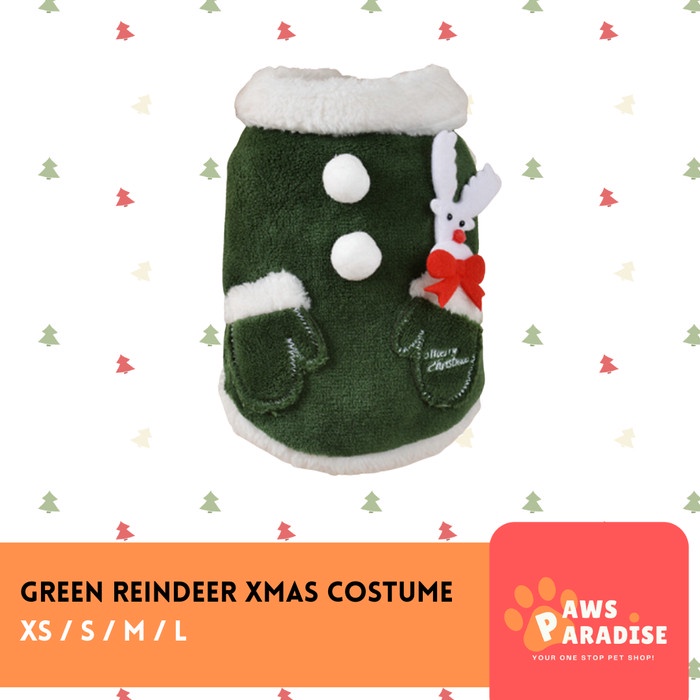 Kostum Natal Anjing Hijau / Pet Dog Green Christmas Costume
