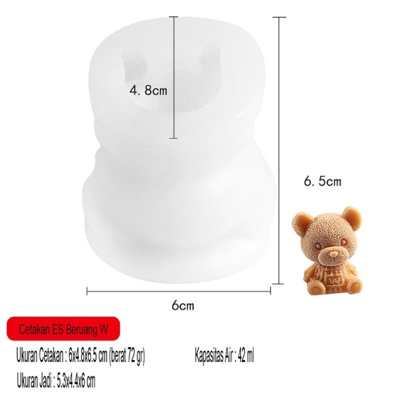 Cetakan Es Batu Beruang 3D Silikon Mold Teddy Bear Coklat Pudding Bento Bekal Sekolah MPASI Bayi