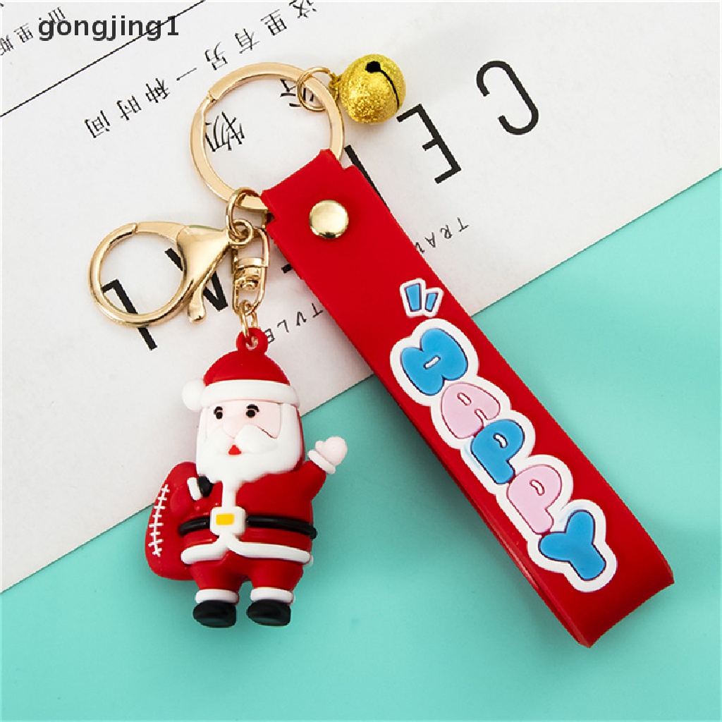 Ggg Natal Kartun Santa Claus Kartun Gantungan Kunci Karet Lembut Boneka Kunci Ring Tas Kunci Mobil Liontin Hadiah ID