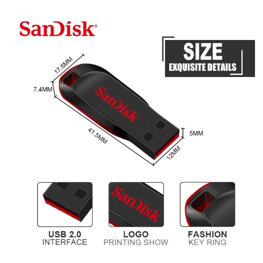 8GB/16GB/ 32GB/64GB/128GB/256GB FLASHDISK Cruzer Blade CZ50 USB 2.0 / CZ73 USB 3.0 FLASH DISK High Reading Speed