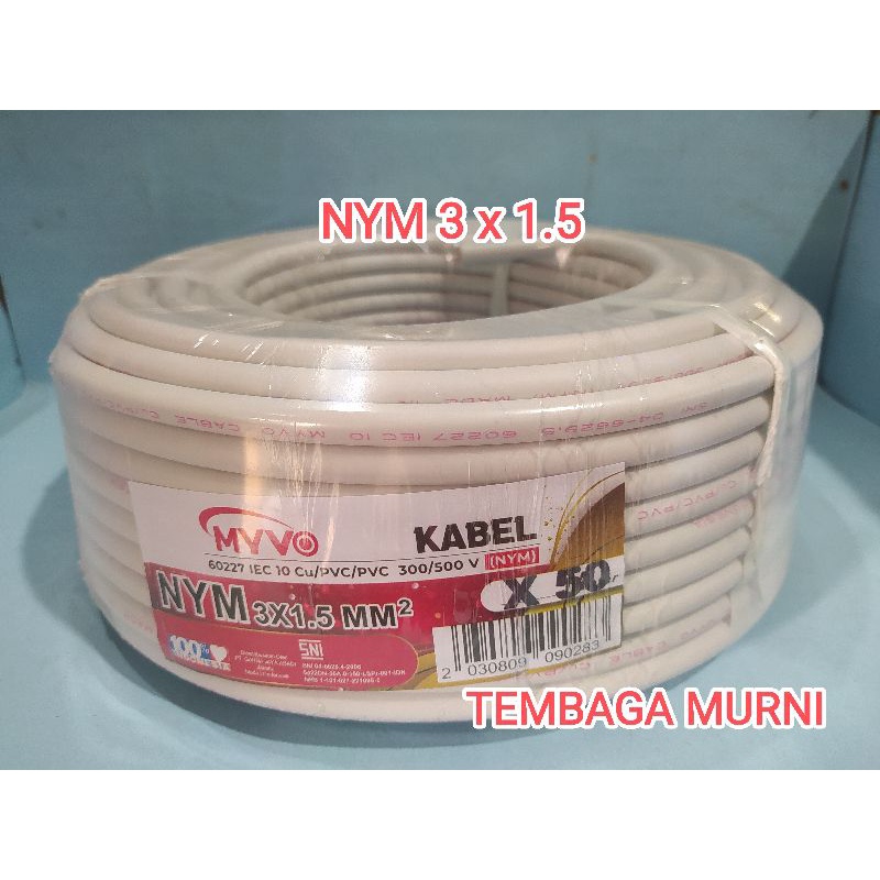 KABEL LISTRIK NYM 3 x 1.5 TEMBAGA MURNI kwalitas SNI/kabel kawat nym 3x1.5