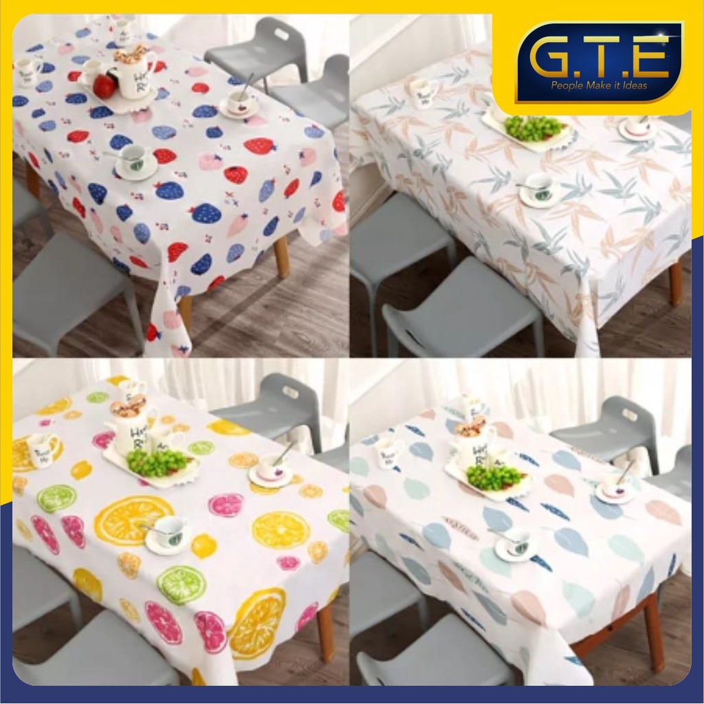 GTE | Taplak Meja Anti Air Motif Kotak Kotak Bahan PEVA 137x90cm, 137x180cm, 137x152cm, 137x137cm Meja Ruang Makan Tamu Premium / Taplak Meja Anti Air