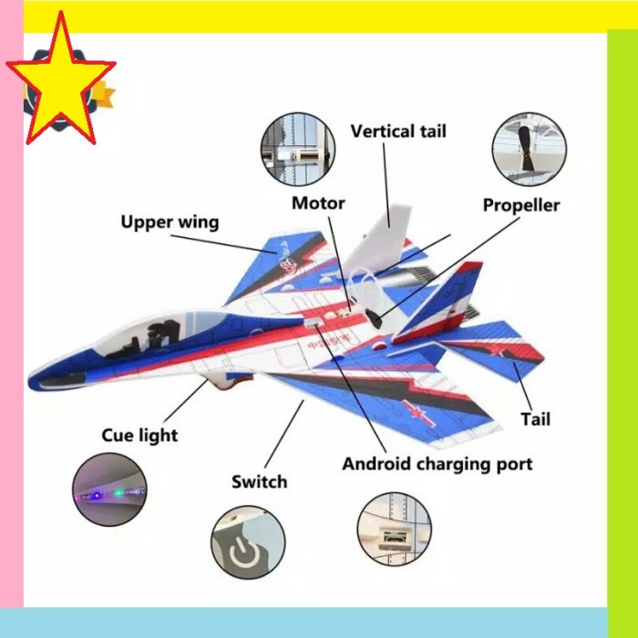 Pesawat Gabus Styrofoam Mainan Bermesin bisa di charge