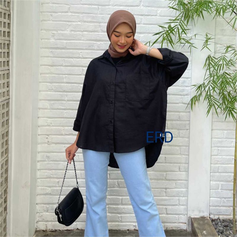 TERBARU  PAKAIAN WANITA JUMBO KEMEJA LINEN OLIVIA OVERSIZE KEMEJA WANITA SUPER JUMBO