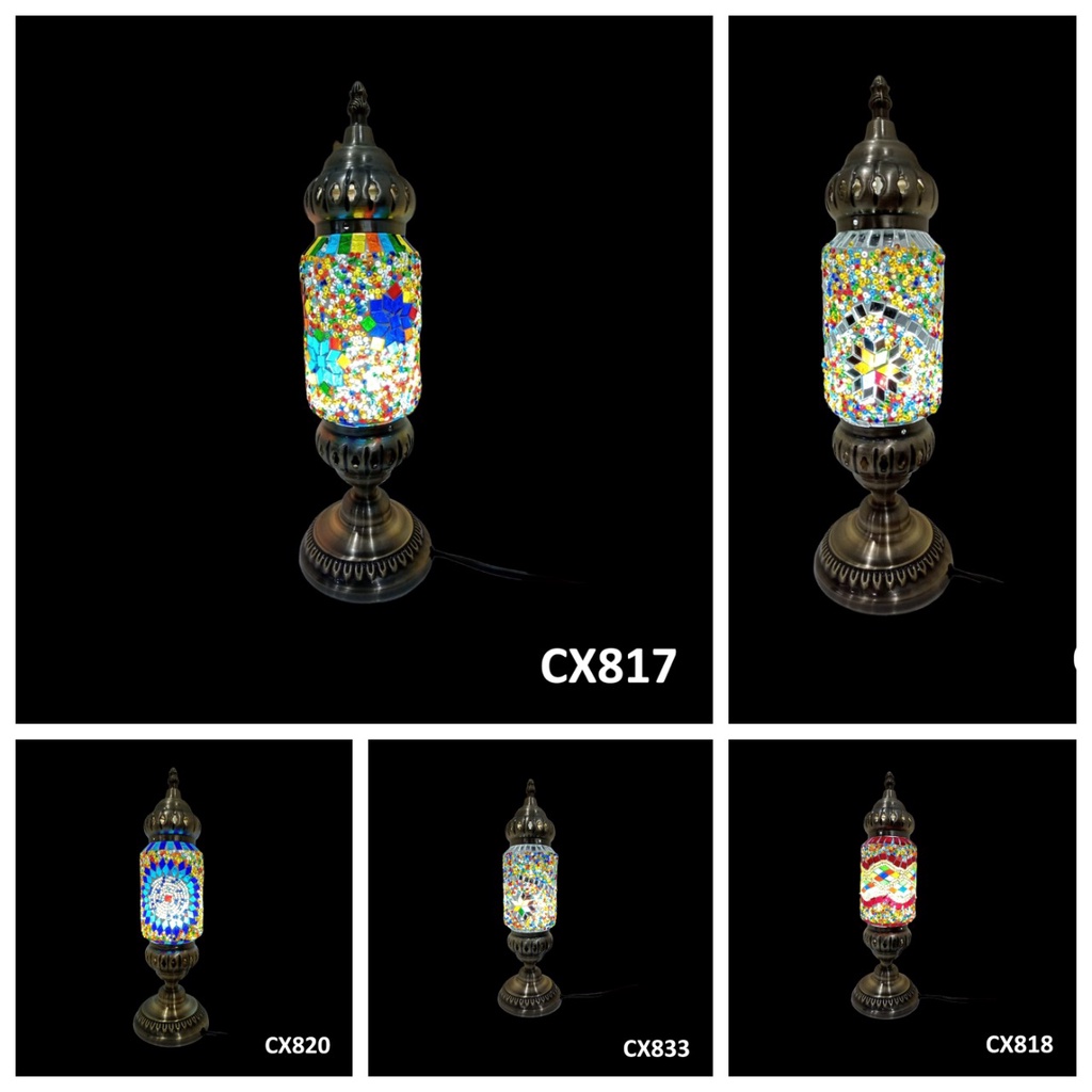 Lampu Meja Tidur Mozaik Asli Turki Handmade Keramik - Free Lampu LED