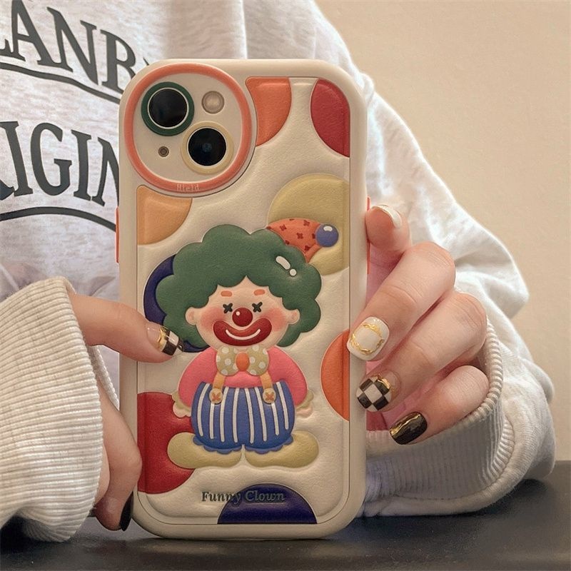 IPHONE Casing Ponsel Desain Badut Timbul Lucu Dan Lucu Kompatibel Dengan Iphone12 13 14 11 Pro Max Qpplk