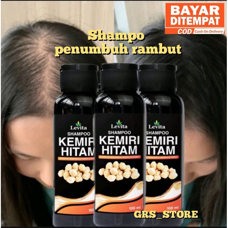 SHAMPO PENUMBUH PENGHITAM RAMBUT LEVITA KEMIRI HITAM ORIGINAL 100% KEMIRI ASLI - 3 PCS