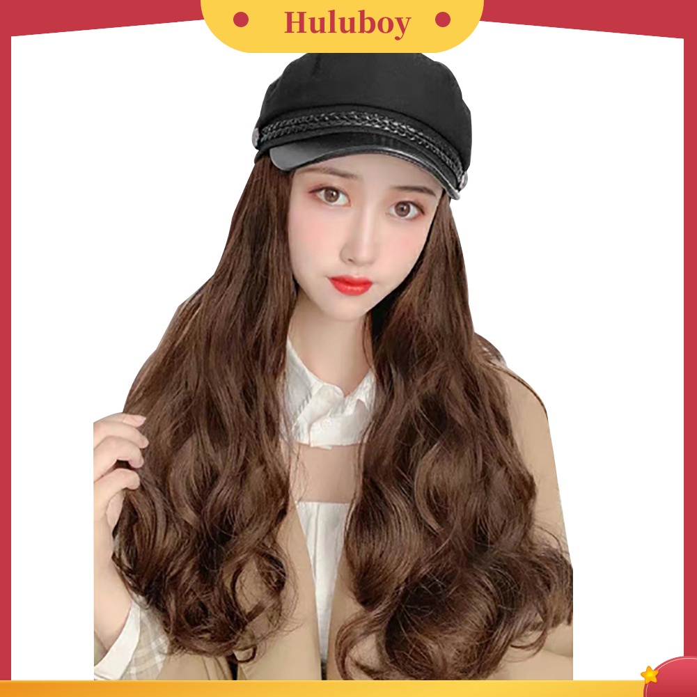 Topi Wig Rambut Ekstensi Model Lurus Panjang Gelombang Untuk Wanita