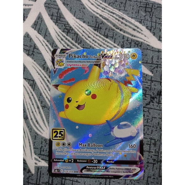 kartu pokemon pikachu V max terbang