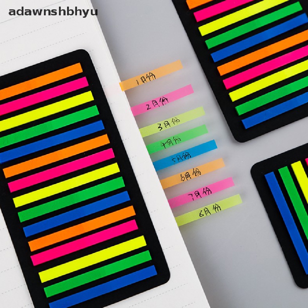 Adawnshbhyu 160/300pcs Warna Transparan Neon Index Tabs Bendera Sticky Note Stationery ID