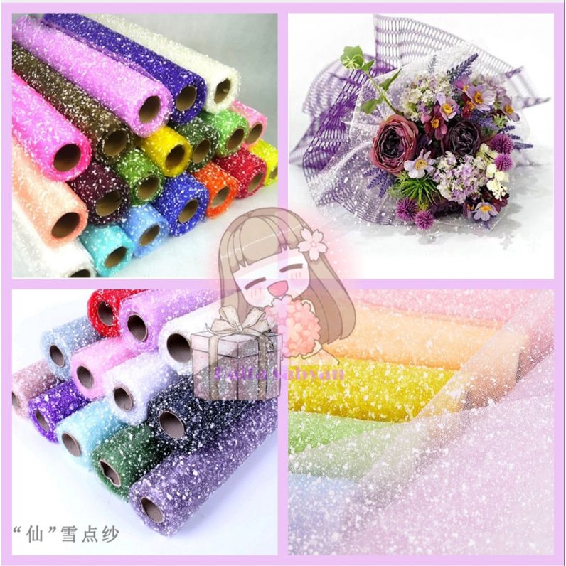 

(lembaran) FLOWER MESH SNOWY / JARING SALJU / KAIN TILE BUKET BUNGA SALJU