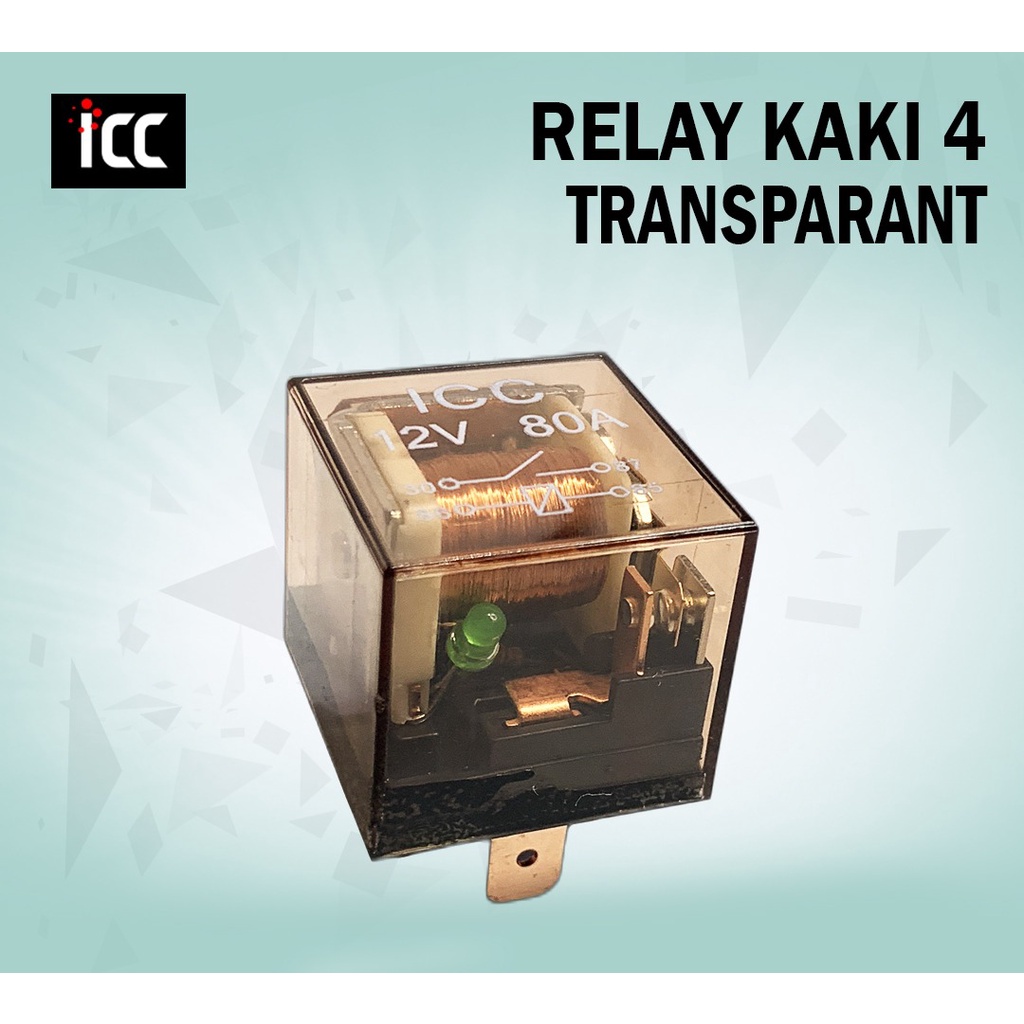 Relay Klakson Transparan Kaki 4 12V 80A Riley Relay Alarm Motor Mobil