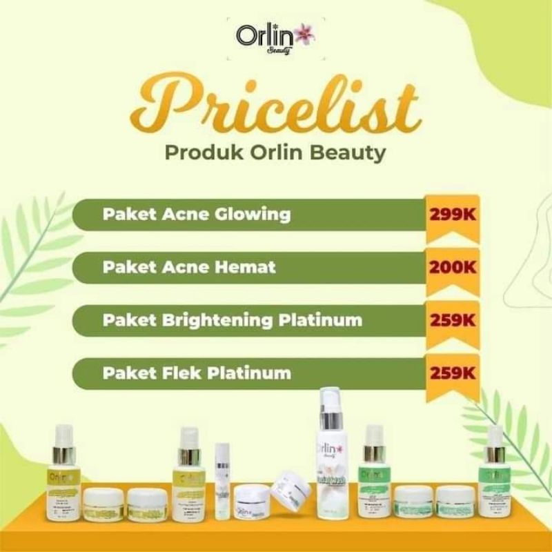 TERLARIS ! ( DAPAT HADIAH GRATIS ) ORLIN SKINCARE / ORLIN BEAUTY SKINCARE / ORLIN / PAKET ACNE / PAKET FLEK / PAKET WHITENING PLATINUM BIKIN WAJAH CERAH PUTIH BERSIH MENYEMBUHKAN JERAWAT BIKIN GLOWING CANTIK