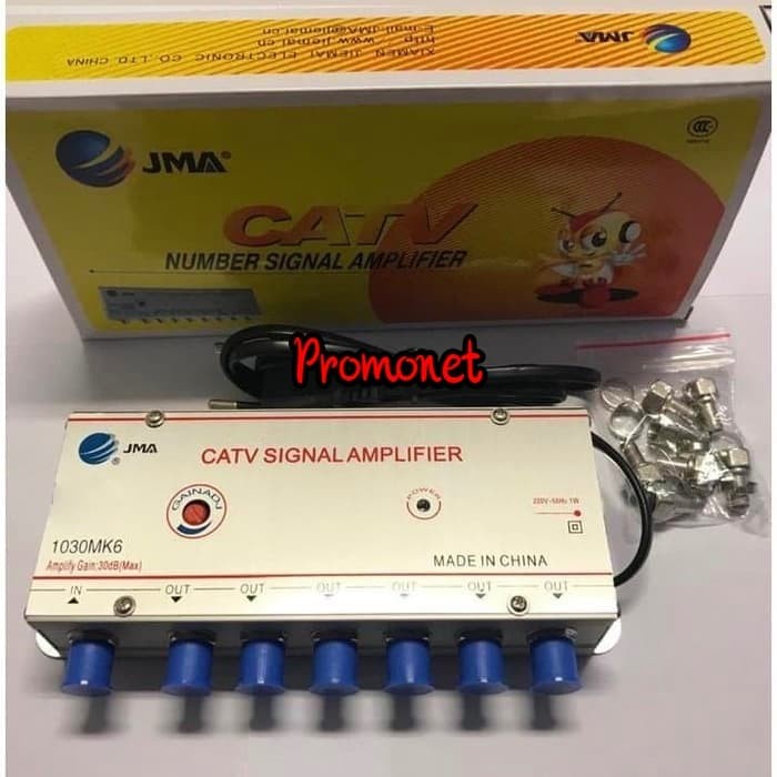 Ant Catv Signal Amplifier 6 Way Booster Antena Tv Bagus