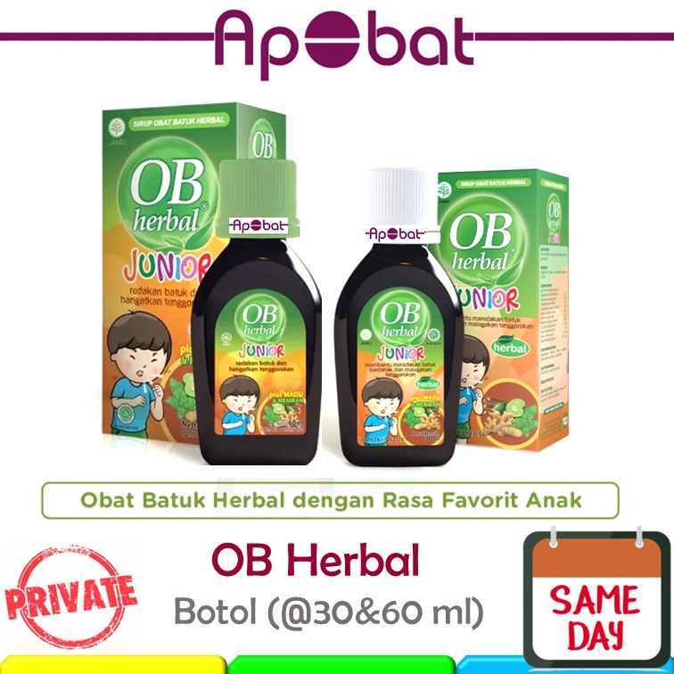 - ApObat - OB Herbal Junior 30 ml dan 60 ml Obat Batuk Herbal Anak OBH Anak OBHerbal