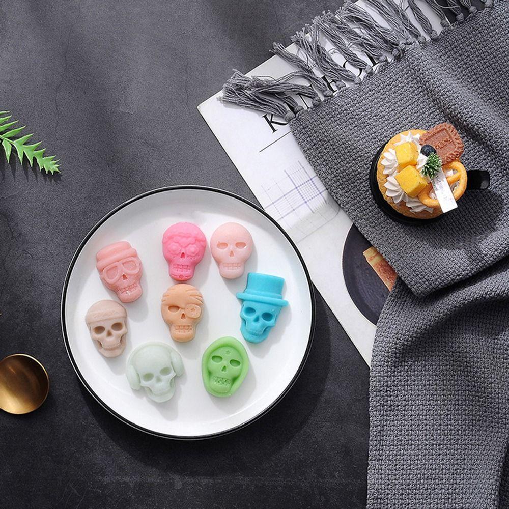 Preva 8kisi Tengkorak Gummies Dekorasi Pesta Rumah CupCake Hantu DIY Craft Cetakan Puding Silikon