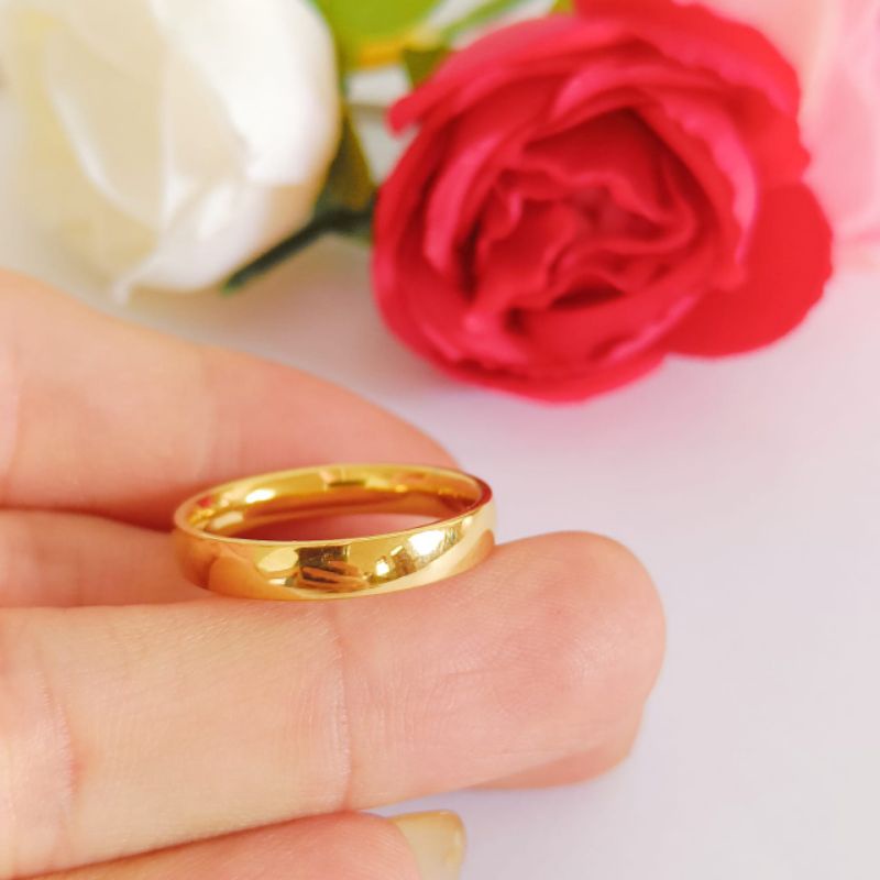 Cincin Titanium Oval bisa couple 4mm