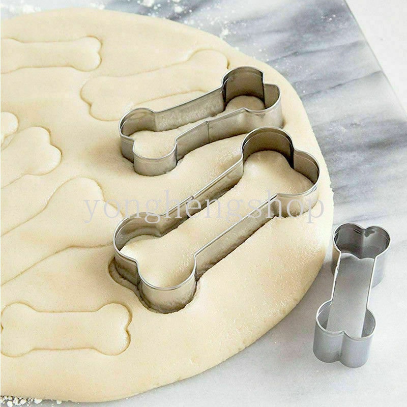 3 Pcs/set Cetakan Biskuit Bentuk Tulang Anjing Stainless Steel Cookie Cutter Kue Dekorasi Alat Dapur DIY Pastry Baking Mold