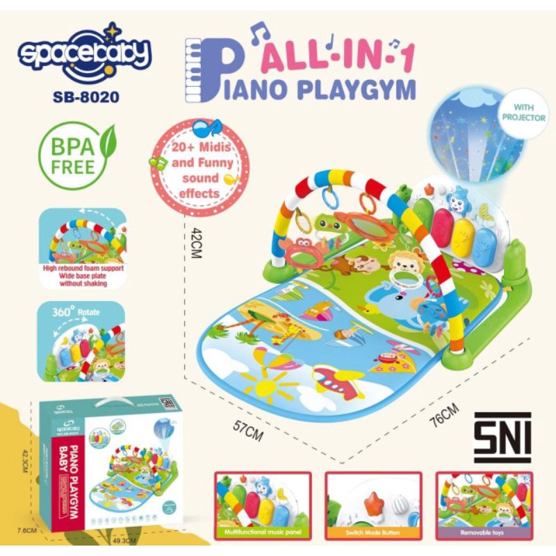 Spacebaby piano playgym PROYEKTOR SB-8020 size lebih besar