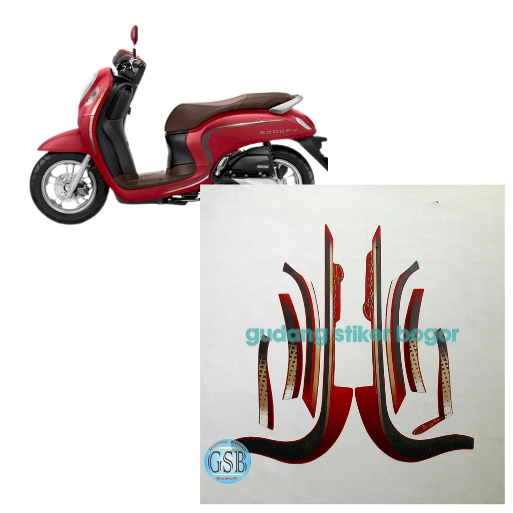 stiker motor honda scoopy stylish 2022 merah