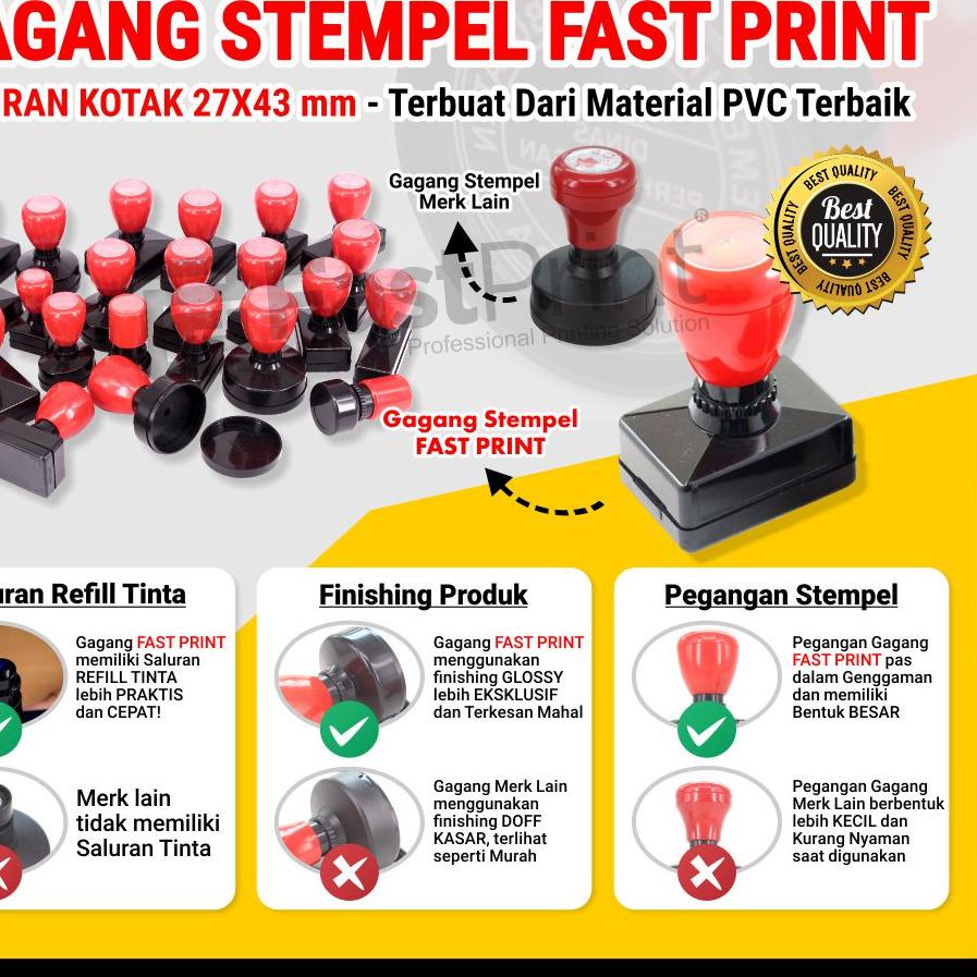 

↣ Gagang Stempel Flash Warna Ukuran Kotak 27x43mm ▶