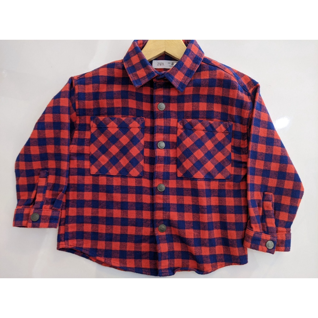 Check Overshirt Bright Red by Zara