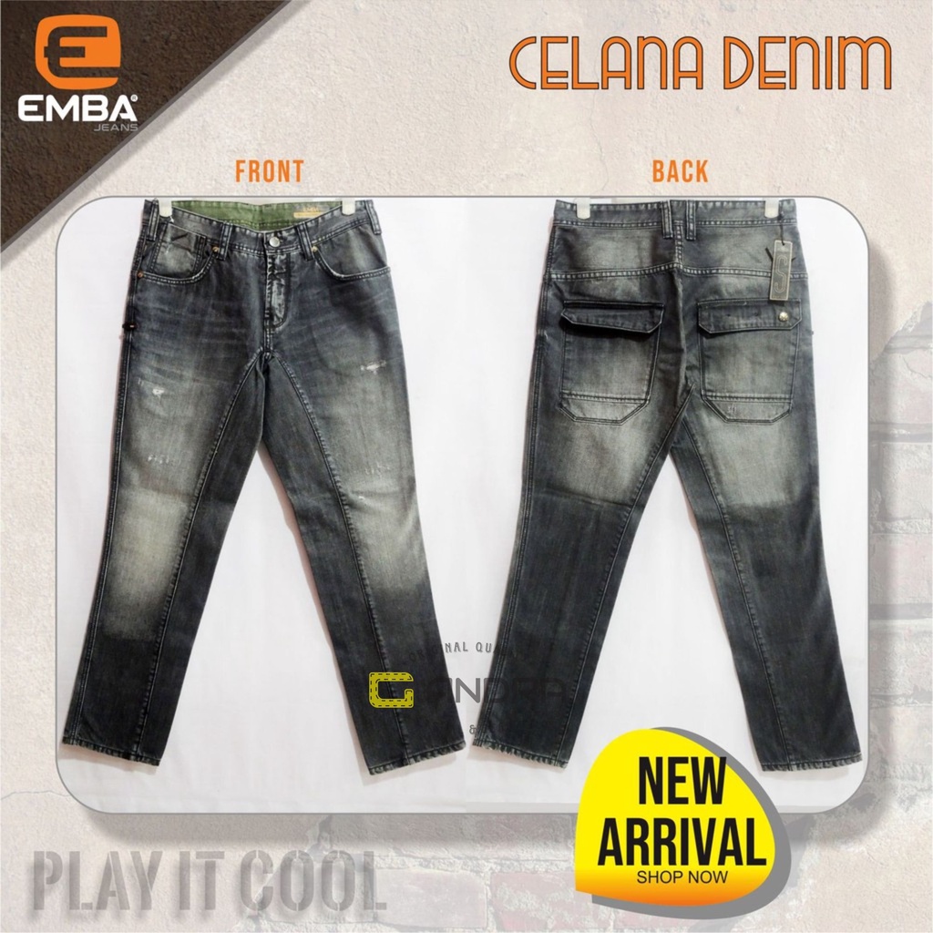 [COD] CELANA DENIM EMBA JEANS ORIGINAL RIPPED Black/ CELANA PANJANG JEANS