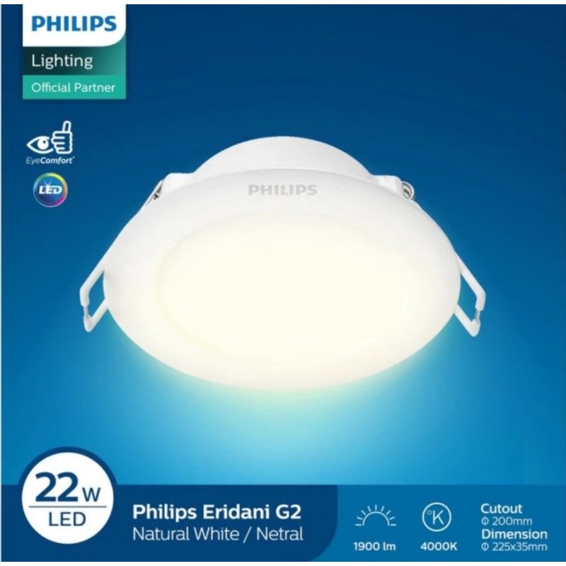 Downlight LED 22 Watt 4000K Natural White Philips Eridani