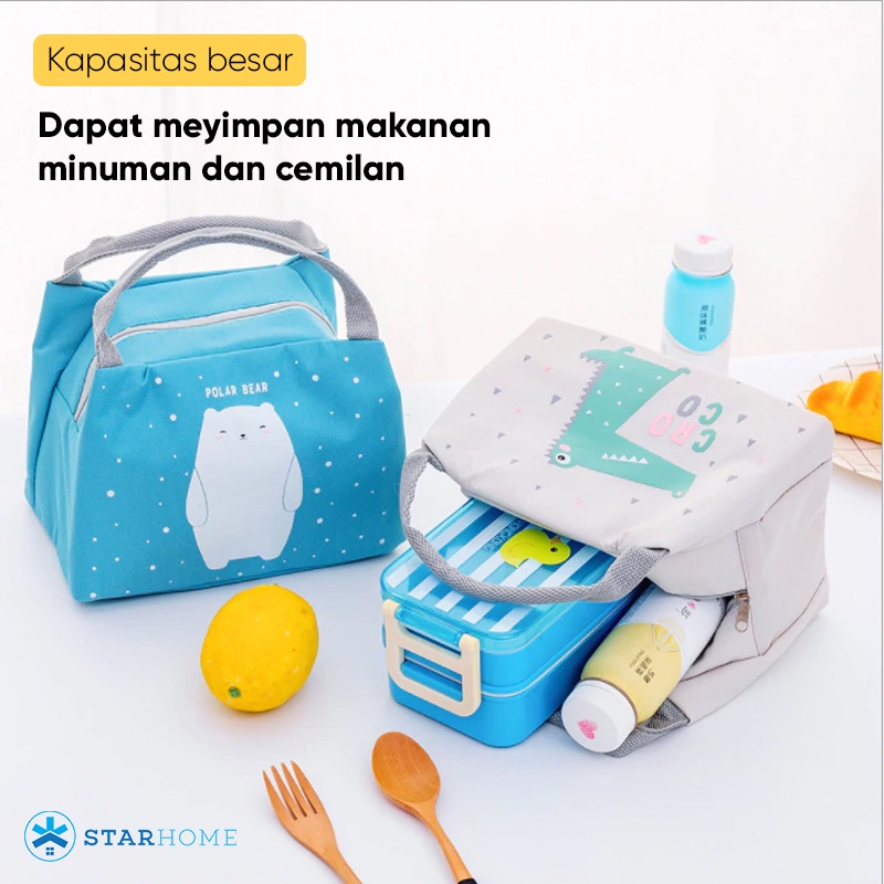 Tas Bekal Tahan Panas Lunch Bag Tas Kantong Lunch Box Makanan Tas Piknik Travel