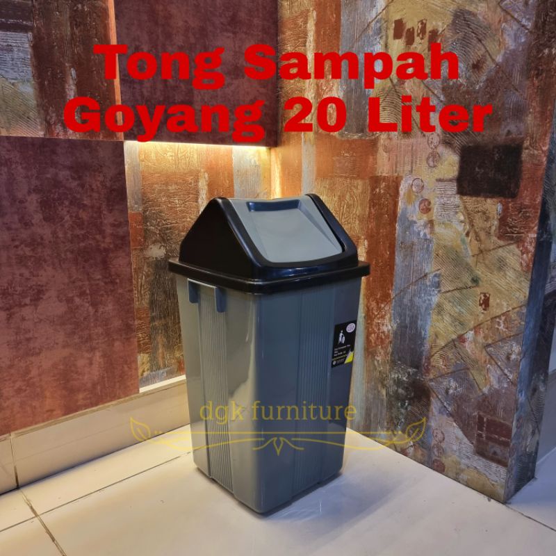Tong Tempat Keranjang Sampah Goyang Dorong Bertutup Tutup Segi Plastik 20 L 20L 20 Liter Nomor 4 No 4