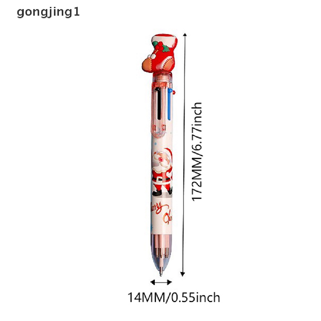 Ggg 1Pcs Natal 6warna Bolpoin Lucu Kawaii Xmas Ditarik Rollerball Pen ID