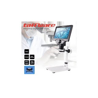 GSi8 Taffware Mikroskop Digital 12mp 1200x  With Monitor &amp; Metal Stand G1200 Silver Or-i