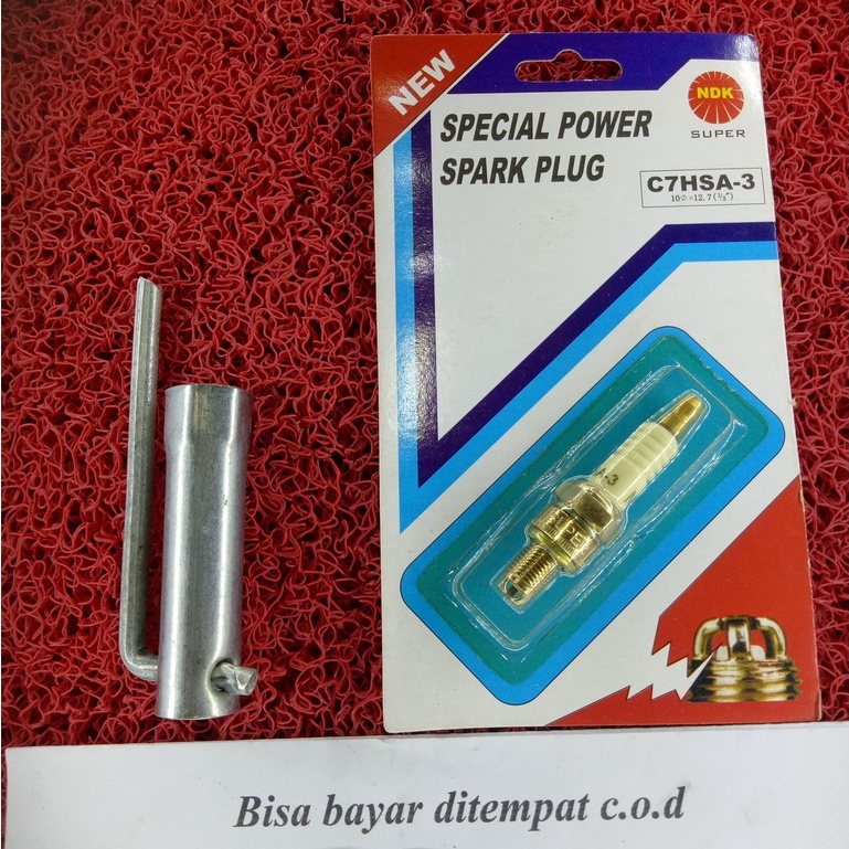 Busi C7hsa/PAKET Kunci Busi Motor PLUS Busi Racing Jupiter Z Mio Beat Karbu Supra Grand Prima Smash 