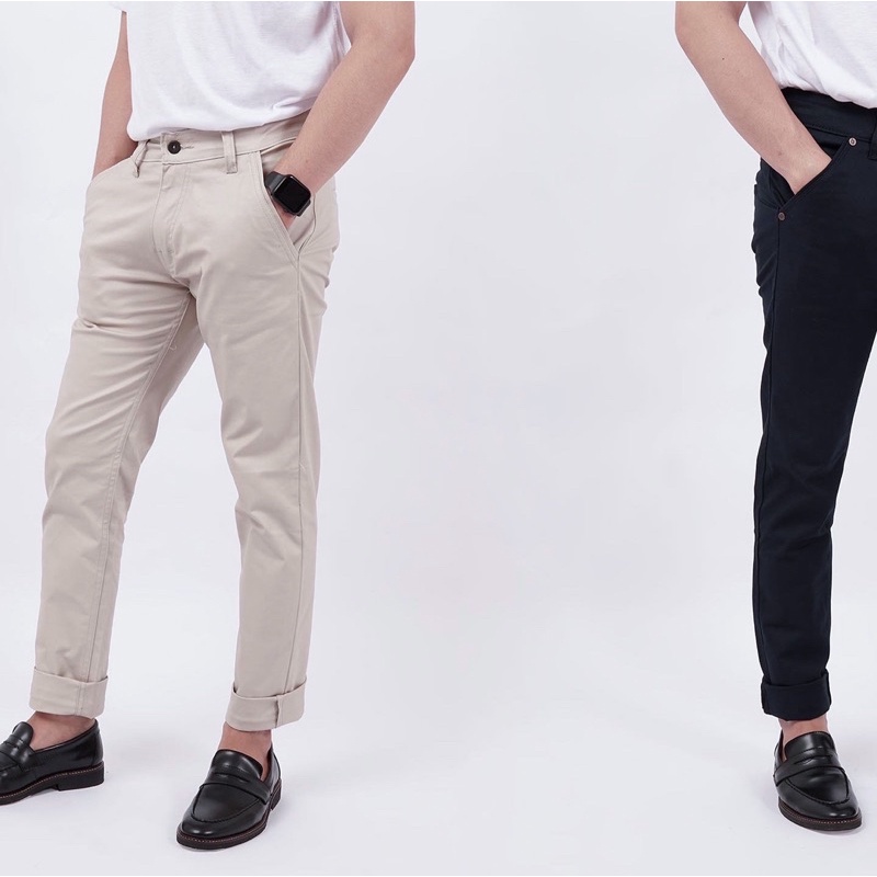 CELANA CHINO Panjang Pria Slim fit Stretch Melar Tebal Original