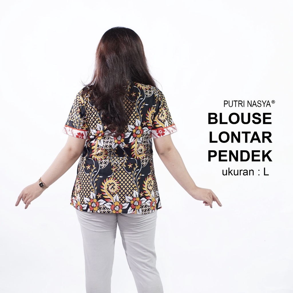 Atasan Batik Blouse Big Size Wanita Lengkap S-M-L-XL-2L-3L-4L-5L-6L-7L Model Blus Jumbo Panjang Seragam Batik / Atasan Batik Kekinian Kerja Kantor Seragam / Pakaian Batik Terkini Terbaru Bahan Katun Formal Super Big LD 140