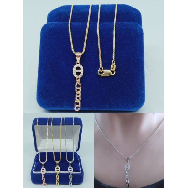 kalung rantai itali santa+liontin panjang carti*r mp/perak asli silver 925 lapis emas/perhiasan fashion wanita terbaru
