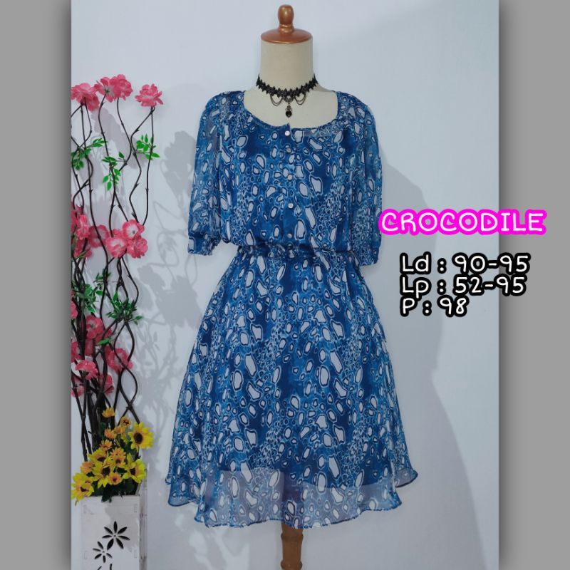 Dress sifon / dress leopard / dress preloved / crocodile dress