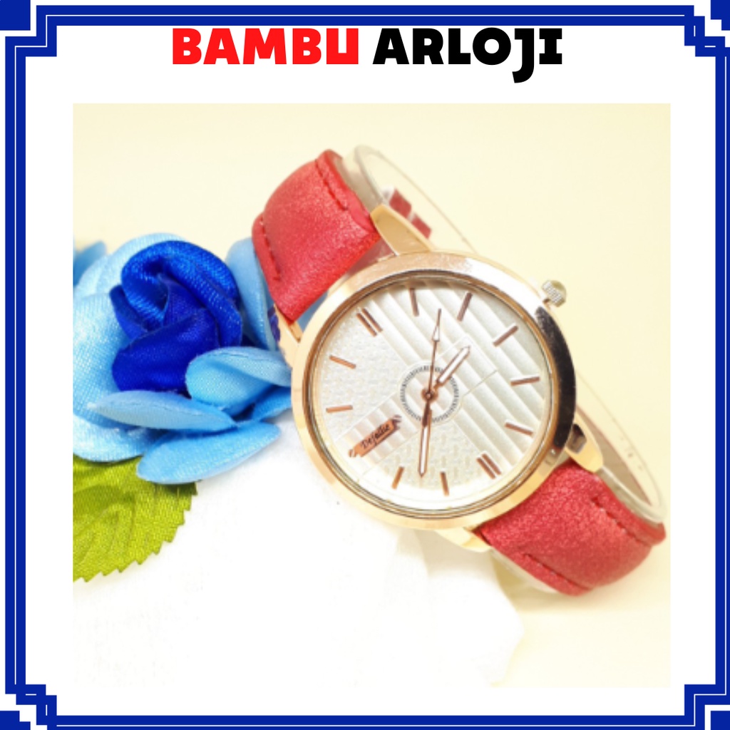 BAJ JAM TANGAN DEFOLLIE KULIT MERAH JF024