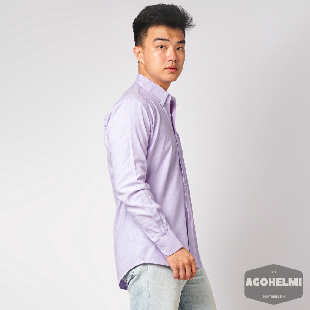 819 Kemeja Pria Lengan Panjang Polos Lilac Ungu Muda Soft Purple Lylac Purple Oxford Basic SIMPLE Slimfit Casual Tersedia Ready Sampai Size JUMBO BIG SIZE XXL XXXL