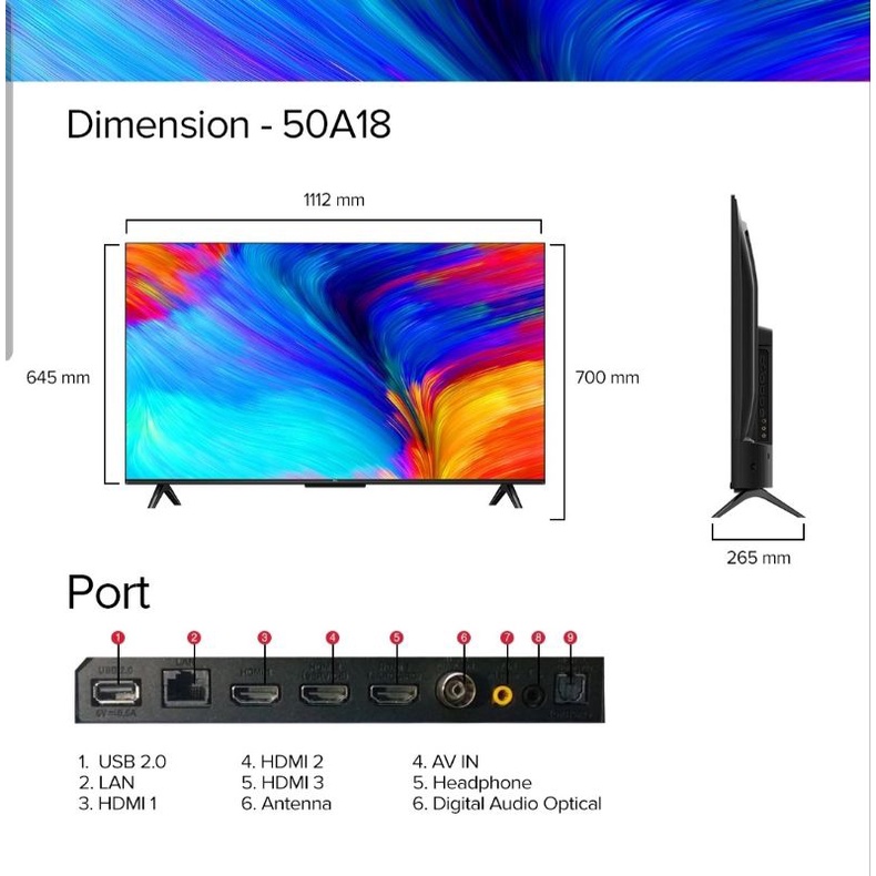 LED 50in Android Smart TV TCL 50A18