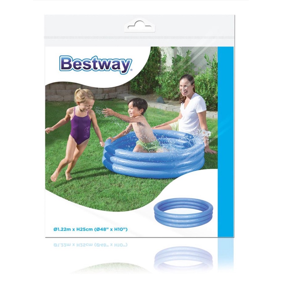 Bestway Play Pool 152 122 102 cm Paket Kolam Renang Anak Jumbo Bulat Polos 3 Ring Pompa Bola 51026 51025 51024