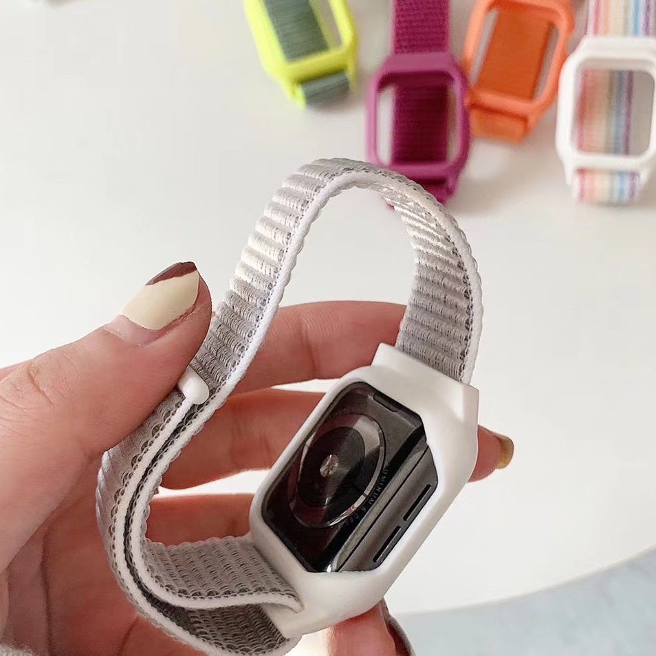 APPLE WATCH Strap  2 in 1 Nylon Strap with Soft Case for  iWatch Series 1 2 3 4 5 SE 6 7  Size 45 44 42mm 41 40 38mm Replacement Strap for T500 T55 Smartwatch